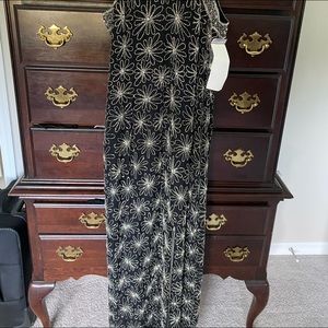 Black Floral Sequin Evening Dress